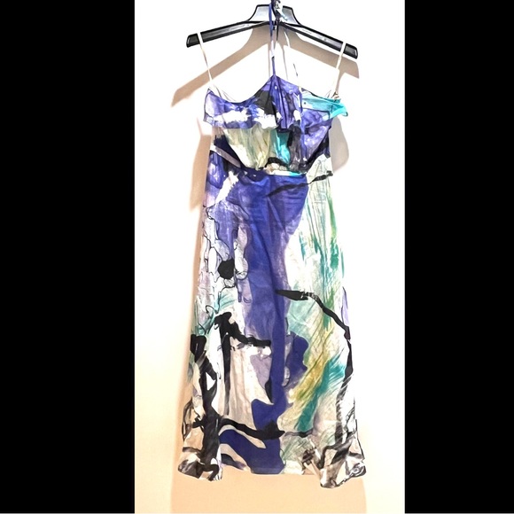 LEIFSDOTTIR ABSTRACT FLORAL PRINT STRAPLESS MIDI DRESS - Picture 3 of 16
